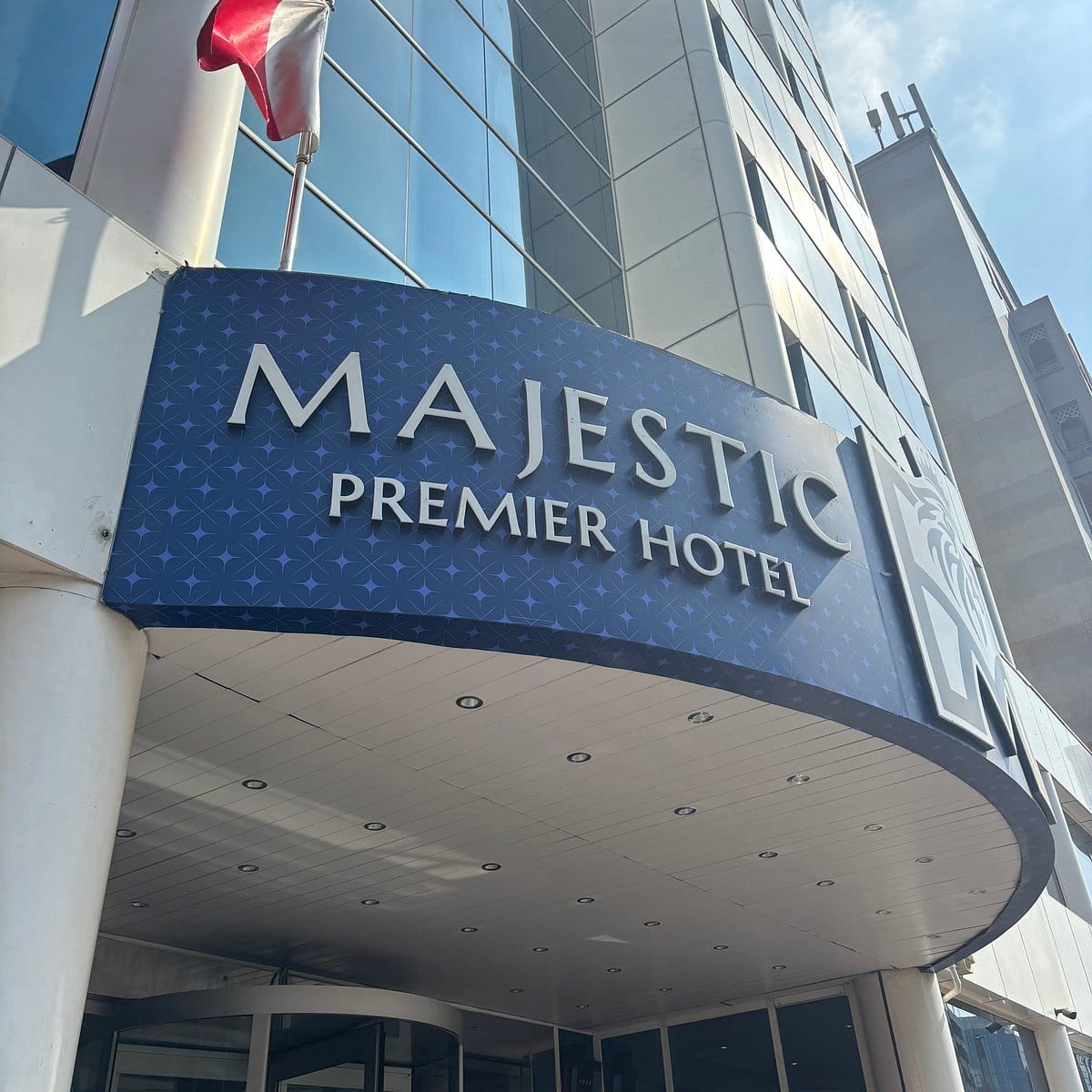 Majestic Premier Hotel entrance signage