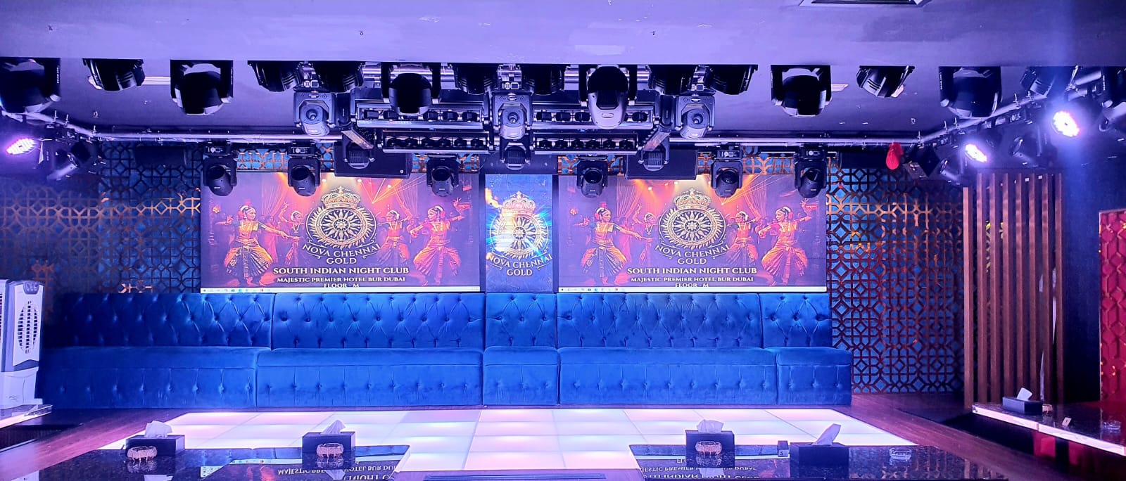 Nova Chennai Gold stage with LED screens and lighting